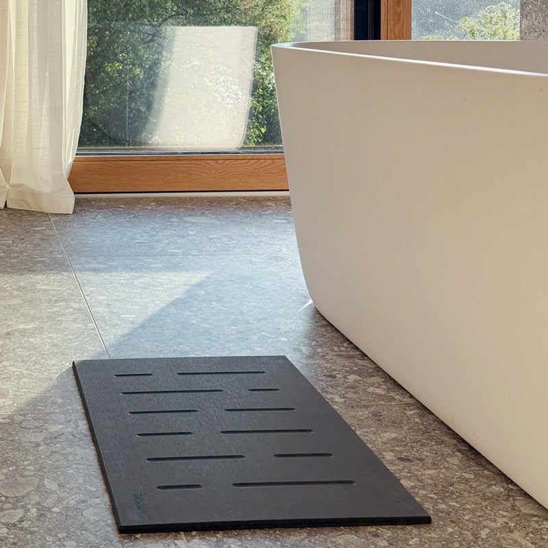 Lot De 2 Plateaux Absorbants En Diatomite Pour Savon - 21x10 Cm, Gris Foncé Rainuré